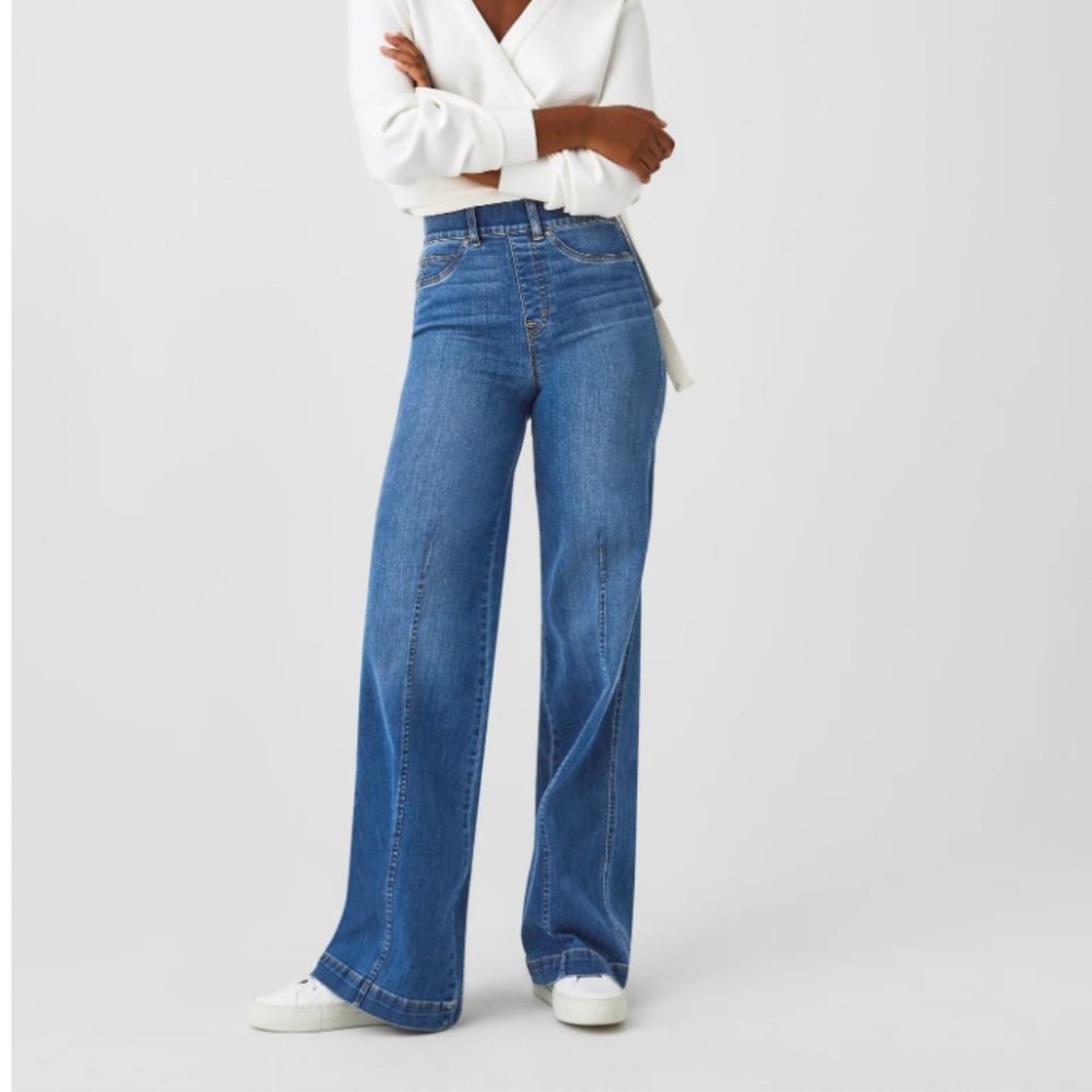 SPANX Seamed Front, Wide Leg Jeans - Vintage Indigo
